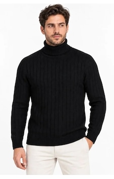 Butik İstanbul Erkek Balıkçı Yaka Tam Boğazlı Kalın Fitilli Regular Fit Triko Kazak - Siyah Butik İstanbul Erkek Balıkçı Yaka Tam Boğazlı Kalın Fitilli Regular Fit Triko Kazak - Siyah
