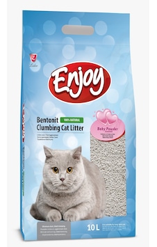 Enjoy Bebek Pudra Kokulu İnce Topaklaşan Bentonit Kedi Kumu 10 L Enjoy Bebek Pudra Kokulu İnce Topaklaşan Bentonit Kedi Kumu 10 L