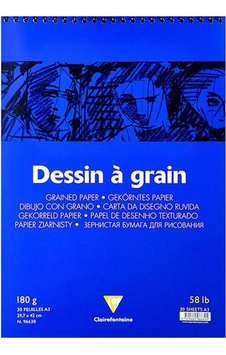 Clairefontaine Dessin a Grain Spiralli Çizim Bloğu 180g 30 Y A3 Clairefontaine Dessin a Grain Spiralli Çizim Bloğu 180g 30 Y A3