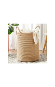 Jüt Hasır Sepet, Düzenleyici Sepet, Hasır Dokuma Sepet 40cm X 35cm Bambu Bambu Jüt Hasır Sepet, Düzenleyici Sepet, Hasır Dokuma Sepet 40cm X 35cm Bambu Bambu
