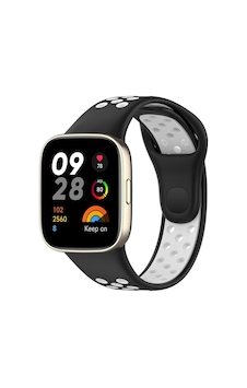 Uryport Xiaomi Redmi Watch 3 Spor Delikli Kordon - Siyah-beyaz Uryport Xiaomi Redmi Watch 3 Spor Delikli Kordon - Siyah-beyaz