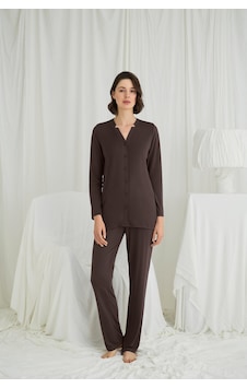Civetta Arias Closet Uzun Kollu Boydan Düğmeli V Yaka Pijama Takımı Kahve Civetta Arias Closet Uzun Kollu Boydan Düğmeli V Yaka Pijama Takımı Kahve