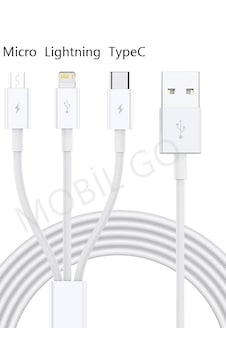 Cep Telefonları Ile Micro Usb Apple Uyumlu iPhone Type-c 3in1 Hızlı Şarj Kablosu 3lü Universal Kablo Beyaz - Cep Telefonları Ile Micro Usb Apple Uyumlu iPhone Type-c 3in1 Hızlı Şarj Kablosu 3lü Universal Kablo Beyaz -