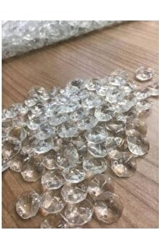 Baskı Octagon 14 Mm Kristal Cam Avize Taşı 50 Adet