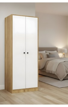 Moderno 2 Kapaklı 5 Raflı Askılıklı Gardırop - Safir Meşe Modüler Elbise Dolabı Safir Meşe Moderno 2 Kapaklı 5 Raflı Askılıklı Gardırop - Safir Meşe Modüler Elbise Dolabı Safir Meşe