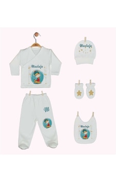 Pia Baby Gl 1934-05 İsme Özel Beşli Zıbın Set Krem