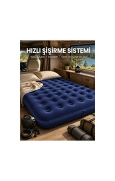 Kullanışlı Çift Kişilik Şişme Yatak Dayanıklı Vinil Kamp Ve Misafir Kullanımına Uygun Çok Renkli