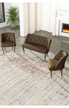 Vinda Çay Seti Koltuk Takımı Salon Balkon Takımı - 2+1+1 Kahverengi Vinda Çay Seti Koltuk Takımı Salon Balkon Takımı - 2+1+1 Kahverengi