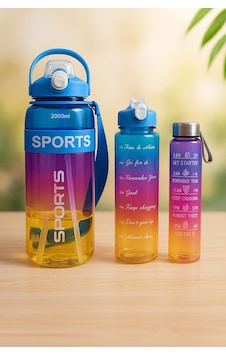Sports Renkli Akrilik Spor 3lü Motivasyon Suluk Matara 3adet 2000ml 900ml 350ml Koyu Mavi Sports Renkli Akrilik Spor 3lü Motivasyon Suluk Matara 3adet 2000ml 900ml 350ml Koyu Mavi