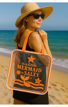 Hig Home Mermaid Temalı Şeffaf Plaj Çantası Su Geçirmez Yazlık Kadın Tatil Çantası Turuncu Hig Home Mermaid Temalı Şeffaf Plaj Çantası Su Geçirmez Yazlık Kadın Tatil Çantası Turuncu