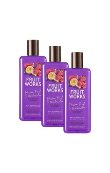 Fruit Works Sg Passion Fruit And Watermelon Duş Jeli 500 Ml 3 Paketi Açık Mavi
