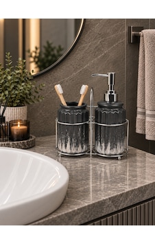 3 Parça Liva Banyo Seti - Siyah Gümüş-7607 Çok renkli 3 Parça Liva Banyo Seti - Siyah Gümüş-7607 Çok renkli