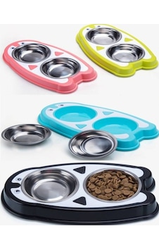 Yavru ve Küçük Irk Köpekler İçin 11 CM İkili Köpek Mama Kabı 2 x 200 ML