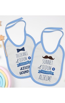 BK Kids Sünnet Tasarımlı 2’li Mavi Mama Önlüğü-3 Mavi BK Kids Sünnet Tasarımlı 2’li Mavi Mama Önlüğü-3 Mavi