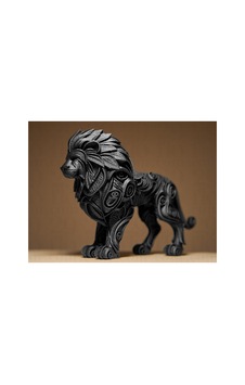 3d Baskı Aslan Heykeli Siyah Dekoratif Aslan Figürü Güç & Asalet Temalı Masa Ve Ev Dekoru