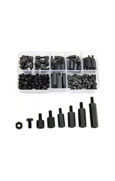 Htf 180 Adet M3 Plastik Distans Vida Somun Seti Siyah Aralıyıcı Stand Off 8 Çeşit Şeffaf Çantada Htf 180 Adet M3 Plastik Distans Vida Somun Seti Siyah Aralıyıcı Stand Off 8 Çeşit Şeffaf Çantada