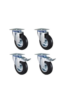 Kauçuk Dolgu Lastik Teker 2 Döner 2 Frenli Tekerlek - 125 Mm Çap Kauçuk Dolgu Lastik Teker 2 Döner 2 Frenli Tekerlek - 125 Mm Çap