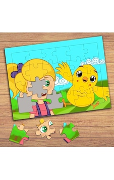 Küçük Kız Ve Minik Kuş Çocuklara Özel Puzzle Yapboz Tablo-418 Küçük Kız Ve Minik Kuş Çocuklara Özel Puzzle Yapboz Tablo-418
