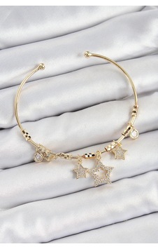 Pirinç Zirkon Taşlı Yıldız Model Gold Renk Charm Bileklik Çok Renkli Pirinç Zirkon Taşlı Yıldız Model Gold Renk Charm Bileklik Çok Renkli
