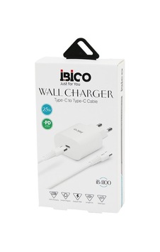 İbico İb-4100 Type-c To Telefon Şarj 25w-1.5a 9v-12v-3.0a Ev Başlık + Kablo 1mt Hızlı Set - 10'li Paket