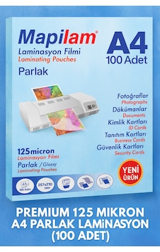 Premium 125 Mikron A4 Parlak Laminasyon 100 Adet Diğer