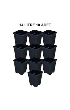 Grow Wizard Plastik Kare Saksı 14 Litre 10 Adet Grow Wizard Plastik Kare Saksı 14 Litre 10 Adet