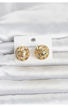 316l Çelik Gold Renk Desenli Top Model Kadın Küpe - Çok Renkli 316l Çelik Gold Renk Desenli Top Model Kadın Küpe - Çok Renkli