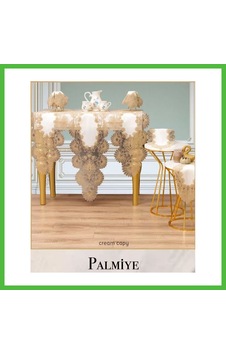 Vaveni Salon Takımı 7 Parça Keten Masa Örtüsü Runner Seti Çeyizlik Palmiye Model No 66625 Krem-kapiçino Arz Vaveni Salon Takımı 7 Parça Keten Masa Örtüsü Runner Seti Çeyizlik Palmiye Model No 66625 Krem-kapiçino Arz