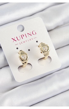 Xuping Zirkon Taşlı Kalp Model Gold Renk Kadın Küpe - Lisinya Çok Renkli