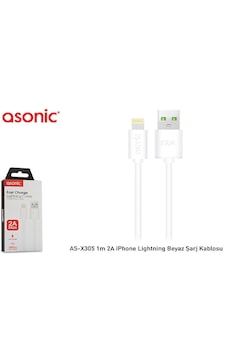 Asonic As-x305 1m 2a Apple Uyumlu iPhone Lightning Beyaz Şarj Kablosu - 31203