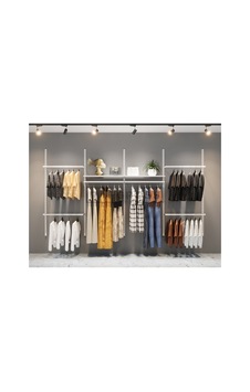 Mağaza Raf Sistemi, Askılık Sistemi, Butik Rafı, Mağaza Stand, Giyinme Odası-245x200 Cm Çok Renkli Mağaza Raf Sistemi, Askılık Sistemi, Butik Rafı, Mağaza Stand, Giyinme Odası-245x200 Cm Çok Renkli