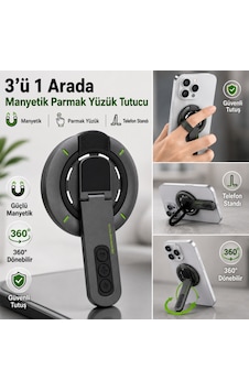 Coofbe 3'ü 1 Arada Magsafe Uyumlu Manyetik Telefon Tutucu, 360 Döner 180 Katlanabilir Parmak Yüzük Tutucu, Yatay Dikey Telefon Standı Siyah Coofbe 3'ü 1 Arada Magsafe Uyumlu Manyetik Telefon Tutucu, 360 Döner 180 Katlanabilir Parmak Yüzük Tutucu, Yatay Dikey Telefon Standı Siyah