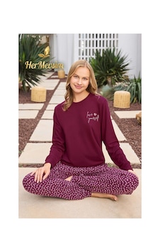 Aydoğan Kadın Asya Love Yourself Vişne Termal Pijama Takımı 250623 Aydoğan Kadın Asya Love Yourself Vişne Termal Pijama Takımı 250623