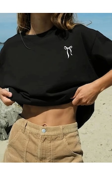Yake Store Fiyonk Baskılı Siyah Oversize Unisex T-shirt- Siyah - Siyah Yake Store Fiyonk Baskılı Siyah Oversize Unisex T-shirt- Siyah - Siyah