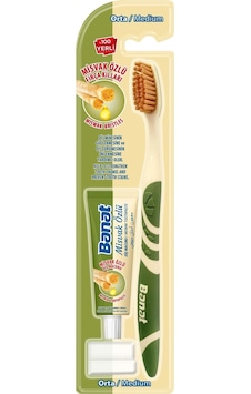 Banat Misvak Özlü Diş Fırçası Medium + Diş Macunu 15 ML Banat Misvak Özlü Diş Fırçası Medium + Diş Macunu 15 ML