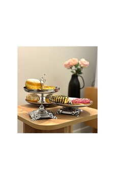 3'lü Lüx Sunumluk Çeyiz Seti - Gümüş Renk Metal Çay Saati & Misafir Sunumluk Stand Gümüş - 815169597 3'lü Lüx Sunumluk Çeyiz Seti - Gümüş Renk Metal Çay Saati & Misafir Sunumluk Stand Gümüş - 815169597