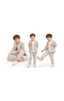 Veraura Lifestyle 1-5 Yaş Müslin Gömlekli Keten 3 Parça Çocuk Takımı Bej Veraura Lifestyle 1-5 Yaş Müslin Gömlekli Keten 3 Parça Çocuk Takımı Bej