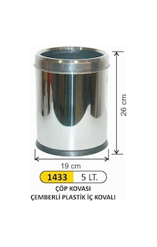 Ofis Tipi 5 Litre Çöp Kovası Paslanmaz Çemberli Çelik Ofis Tipi 5 Litre Çöp Kovası Paslanmaz Çemberli Çelik