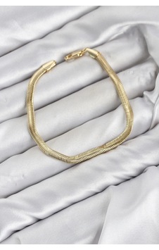 Cm Yassı Yılan Zincir Model Gold Renk Pirinç Kadın Bileklik -