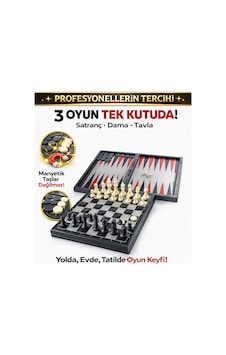 Manyetik Satranç Dama Ve Tavla 3 Oyun Tek Kutuda Profesyonellerin Tercihi