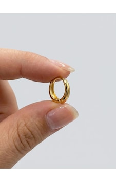 14 Ayar Sarı Altın Mini Oval Halka Küpe