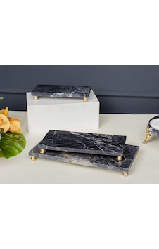 Black Marble 3lü Sunum Seti 30x16x3 Cm