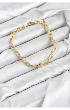 Cm Kare Halka Model Gold Renk Pirinç Kadın Bileklik - Çok Renkli Cm Kare Halka Model Gold Renk Pirinç Kadın Bileklik - Çok Renkli