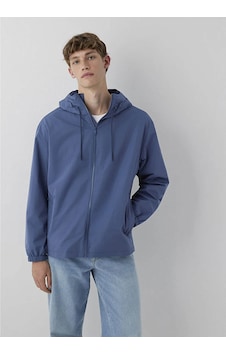 Mavi Kapüşonlu Oversize Mavi Erkek Mont 0110641-86702
