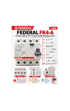 Federal 4x80a 300ma Ac A Tip 6ka Üç Faz Trifaze Yangın Kaçak Akım Koruma Rolesi 3x80a 3 Faz Yangın Federal 4x80a 300ma Ac A Tip 6ka Üç Faz Trifaze Yangın Kaçak Akım Koruma Rolesi 3x80a 3 Faz Yangın