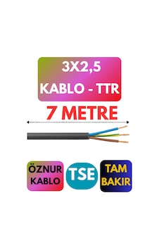 Öznur 3x2,5 Ttr Kablo Metre Seçenekli Siyah - 7 Metre Öznur 3x2,5 Ttr Kablo Metre Seçenekli Siyah - 7 Metre