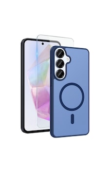 Teleplus Samsung Uyumlu Galaxy S26 Kılıf Babet Translucent Mat Msafe Şarj Özellikli Kapak + Ekran Koruyucu Lacivert