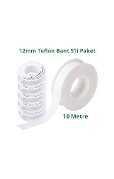 Teflon Bant Sızdırmazlık Bandı 12mm. X 10 Metre 5 Adet Teflon Bant Sızdırmazlık Bandı 12mm. X 10 Metre 5 Adet