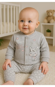 Veraura Lifestyle Stay Little Puan Desenli 3'lü Hırkalı Kız Bebek Takım Gri Veraura Lifestyle Stay Little Puan Desenli 3'lü Hırkalı Kız Bebek Takım Gri