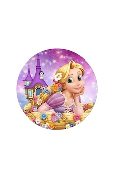 Yenilebilir Yuvarlak Pasta Resim Baskısı 20 Cm Şekerli Kağıt Rapunzel Temalı 17